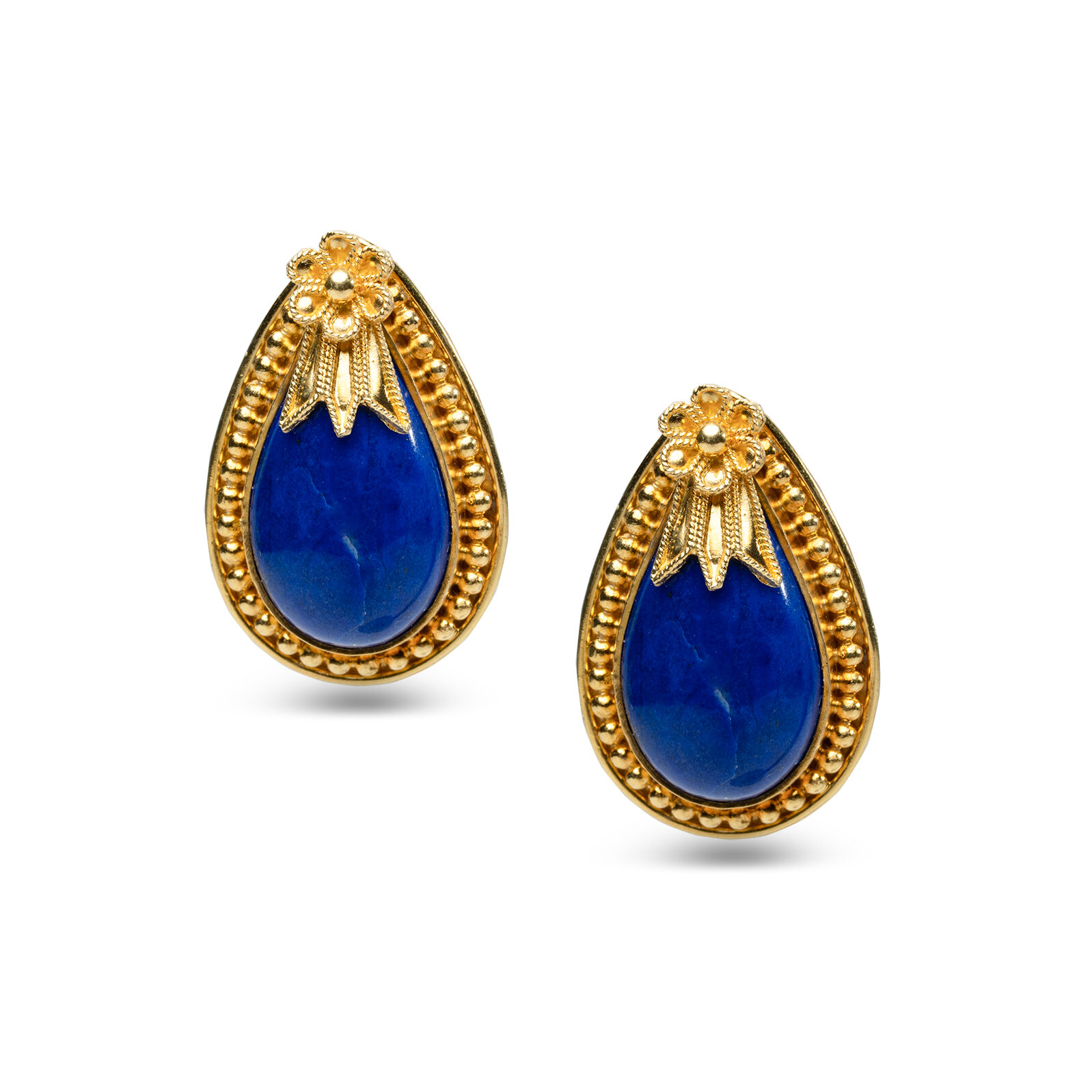 skoularikia-chrysa-k18-me-lapis-lazouli-2 Σκουλαρίκια χρυσά Κ18 με Λάπις Λάζουλι - Image 1