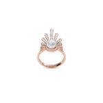 Δαχτυλίδι ασημένιο επίχρυσο με κρύσταλλα Swarovski και πέρλα