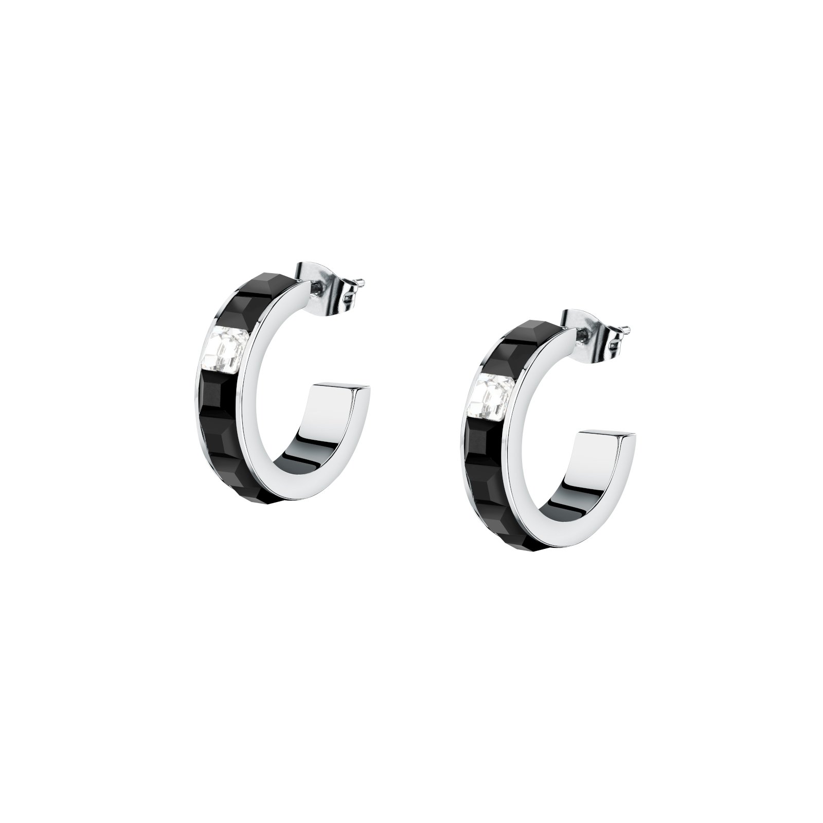 KARL-LAGERFELD-CRYSTALS-KLAYC37-Γυναικεία-Σκουλαρίκια-Ασημένια-Με-Μαύρες-Και-Άσπρες-Πέτρες Σκουλαρίκια Karl Lagerfeld Crystals - Image 1