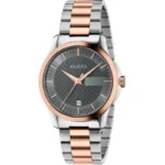 Ανδρικό Ρολόι Gucci G-Timeless 38mm με Γκρι Καντράν και Δίχρωμο Μπρασελέ