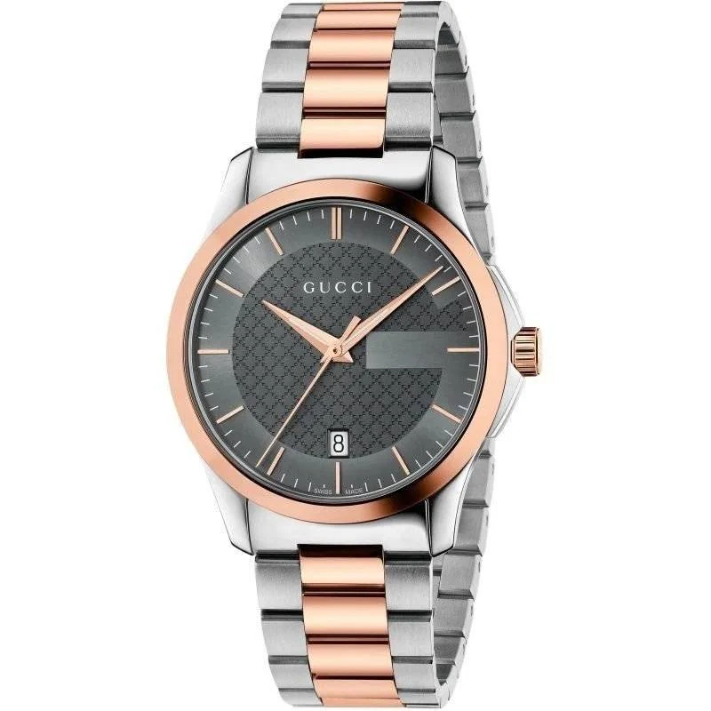 andriko-roloi-gucci-g-timeless-38mm-me-gkri-kantran-kai-dichromo-brasele Ανδρικό Ρολόι Gucci G-Timeless 38mm με Γκρι Καντράν και Δίχρωμο Μπρασελέ - Image 1