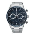 Ανδρικό Ρολόι Seiko Conceptual Chronograph 43mm με Ασημί Μπρασελέ