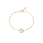 Γυναικείο βραχιόλι Guess Steel 4G Supreme επίχρυσο με σχέδιο και πέτρα