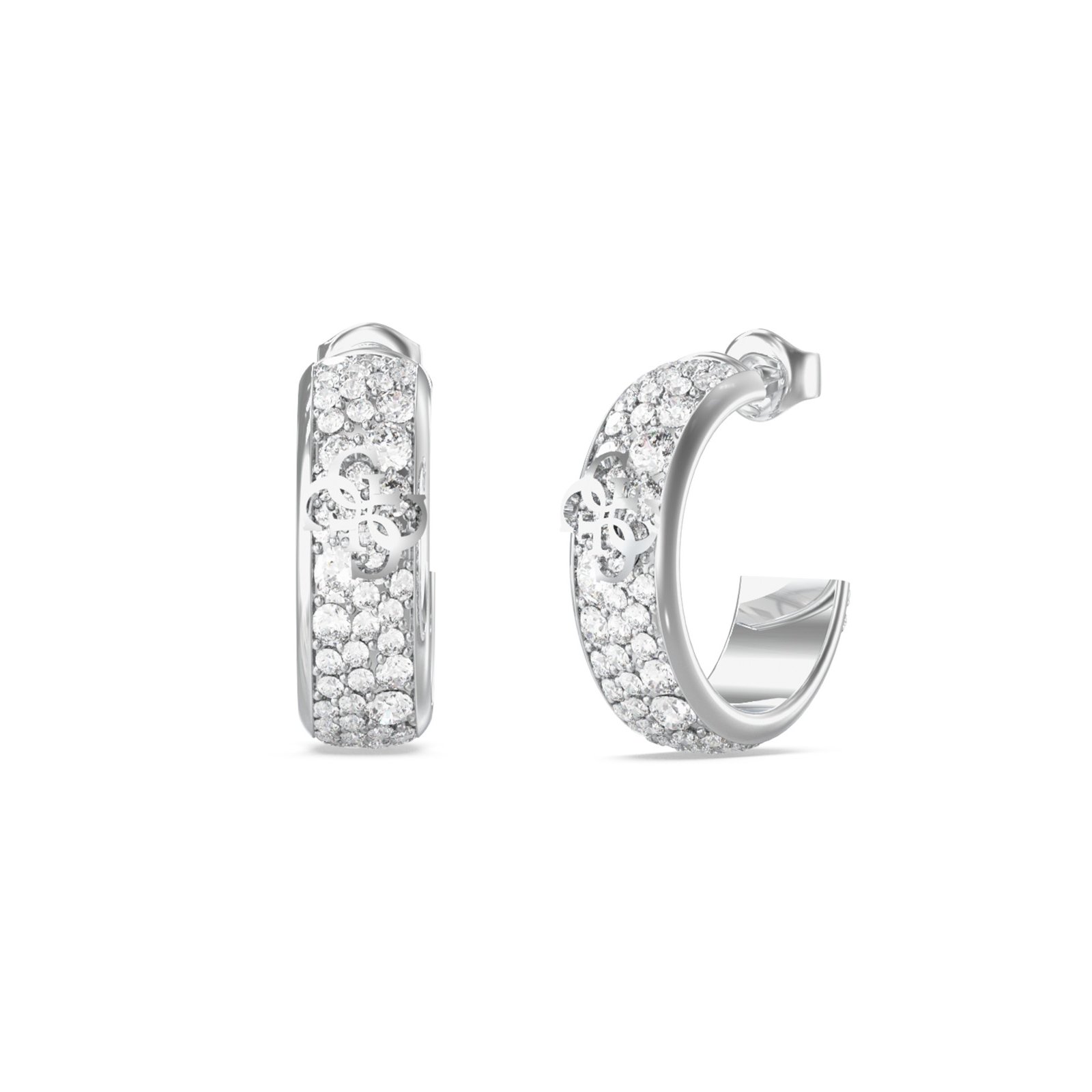 gynaikeia-skoularikia-guess-steel-4g-supreme-JUBE06402JWRHT/U Γυναικεία σκουλαρίκια Guess Steel 4G Supreme ασημένιοι κρίκοι - Image 1