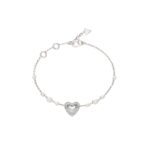 Γυναικείο Βραχιόλι Guess Beloved Ασημί με Καρδιά, Πέρλες και Ζιργκόν