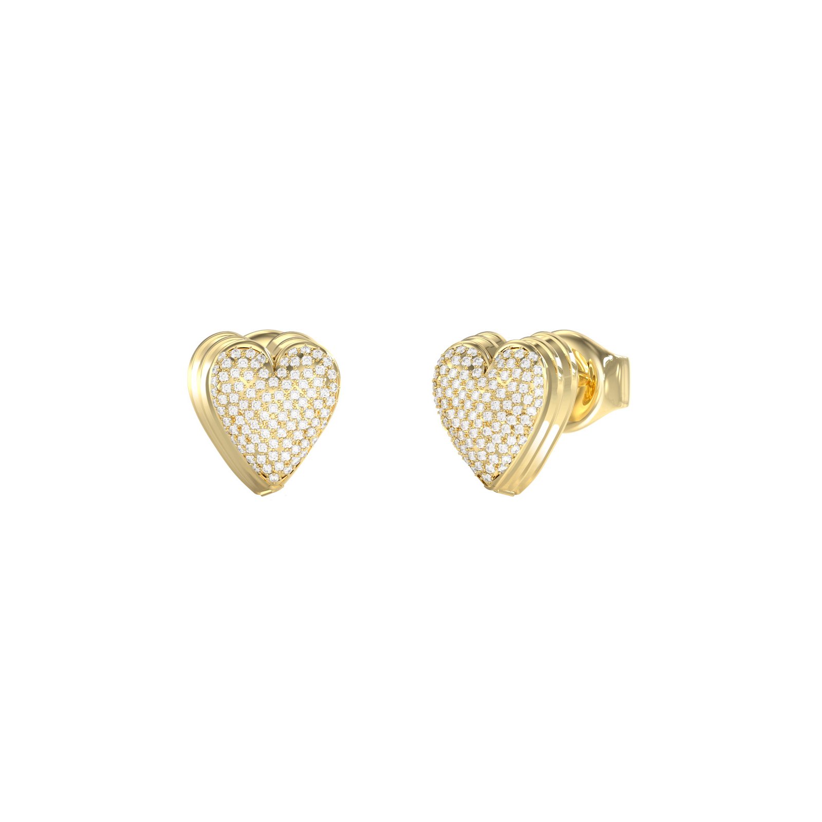 GUESS-STEEL-BY-YOUR-SIDE-JUBE06080JWYGT-U-Σκουλαρίκια-Χρυσές-Καρδιές-Με-Πέτρες Γυναικεία σκουλαρίκια Guess Steel By Your Side επίχρυσα σε σχήμα καρδιάς - Image 1