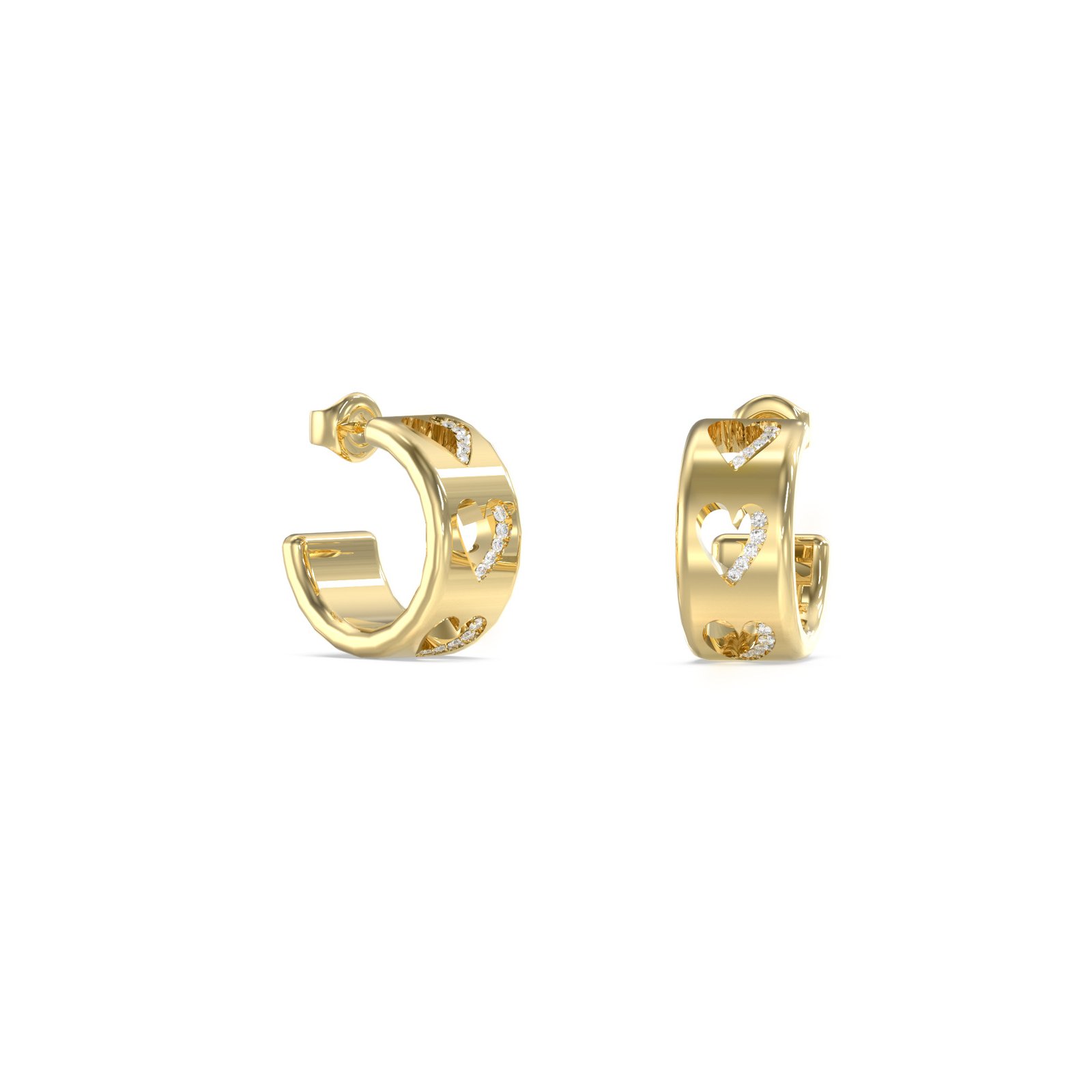 GUESS-STEEL-BY-YOUR-SIDE-JUBE06085JWYGT-U-Κρίκοι-Χρυσοί-Με-Καρδιές-1 Γυναικεία σκουλαρίκια Guess Steel By Your Side επίχρυσοι κρίκοι - Image 1