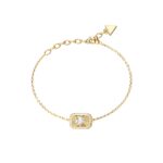 Γυναικείο βραχιόλι Guess Steel Crystal love επίχρυσο με καρδιά και πέτρες