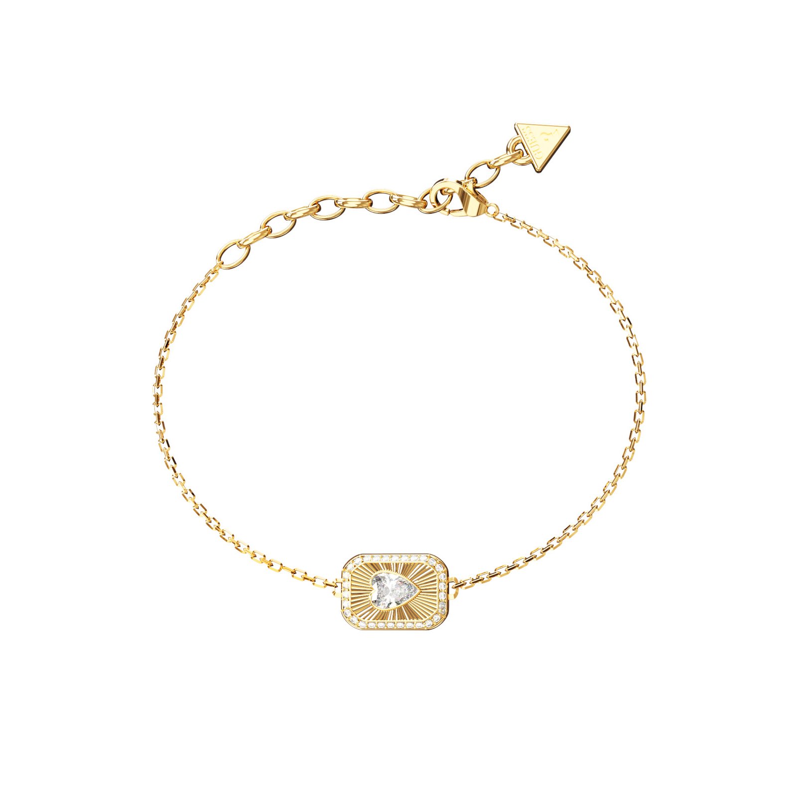 gynaikeio-vrachioli-guess-steel-crystal-love-JUBB06355JWYGL Γυναικείο βραχιόλι Guess Steel Crystal love επίχρυσο με καρδιά και πέτρες - Image 1