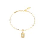 Γυναικείο βραχιόλι Guess Steel Crystal Love επίχρυσο με καρδιά και πέτρες