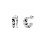 Γυναικεία σκουλαρίκια Guess Steel Fabulous Me ασημί κρίκοι με λογότυπο και πέτρες