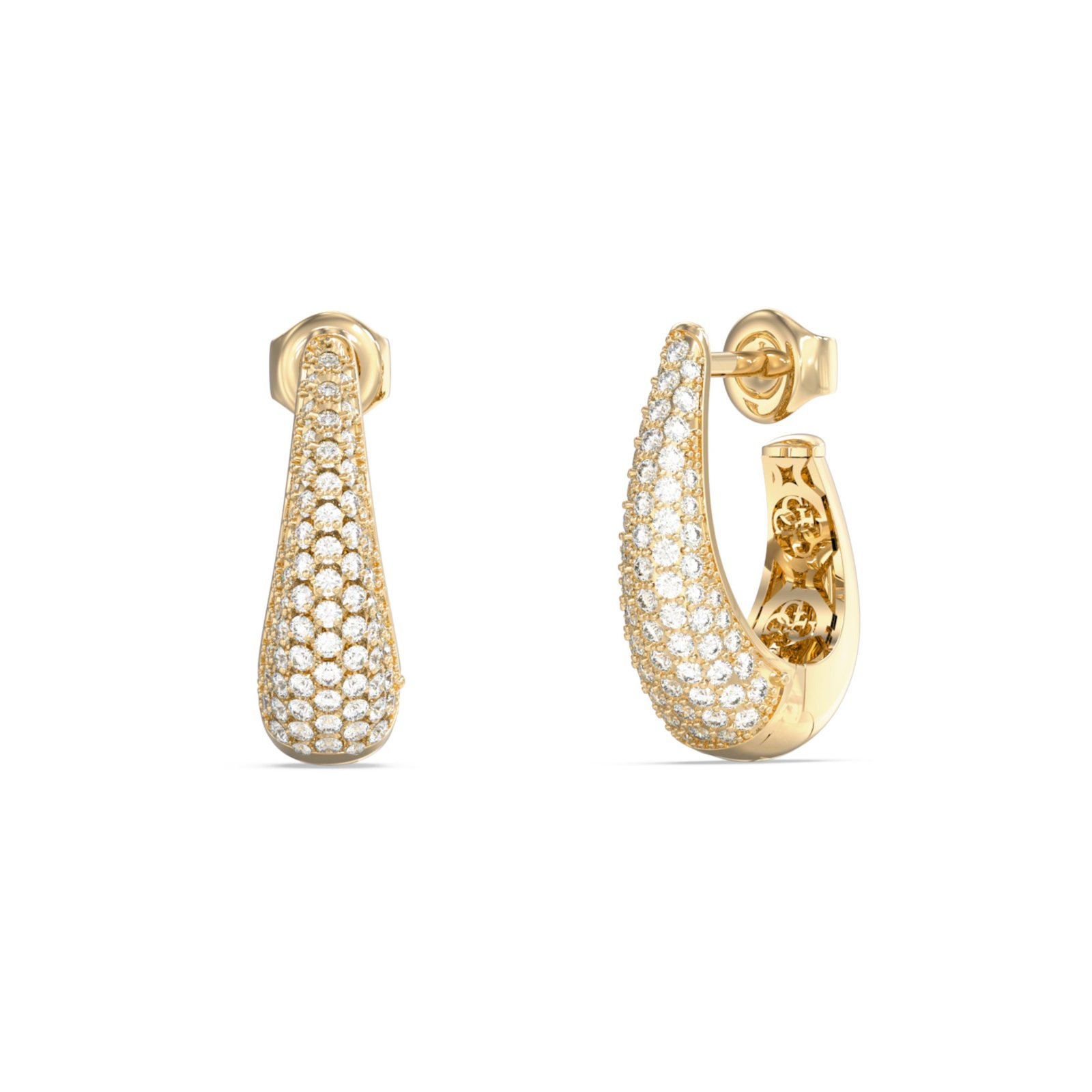 gynaikeia-skoularikia-guess-steel-madison-JUBE06429JWYGT/U Γυναικεία σκουλαρίκια Guess Steel Madison επίχρυσοι κρίκοι με πέτρες - Image 1
