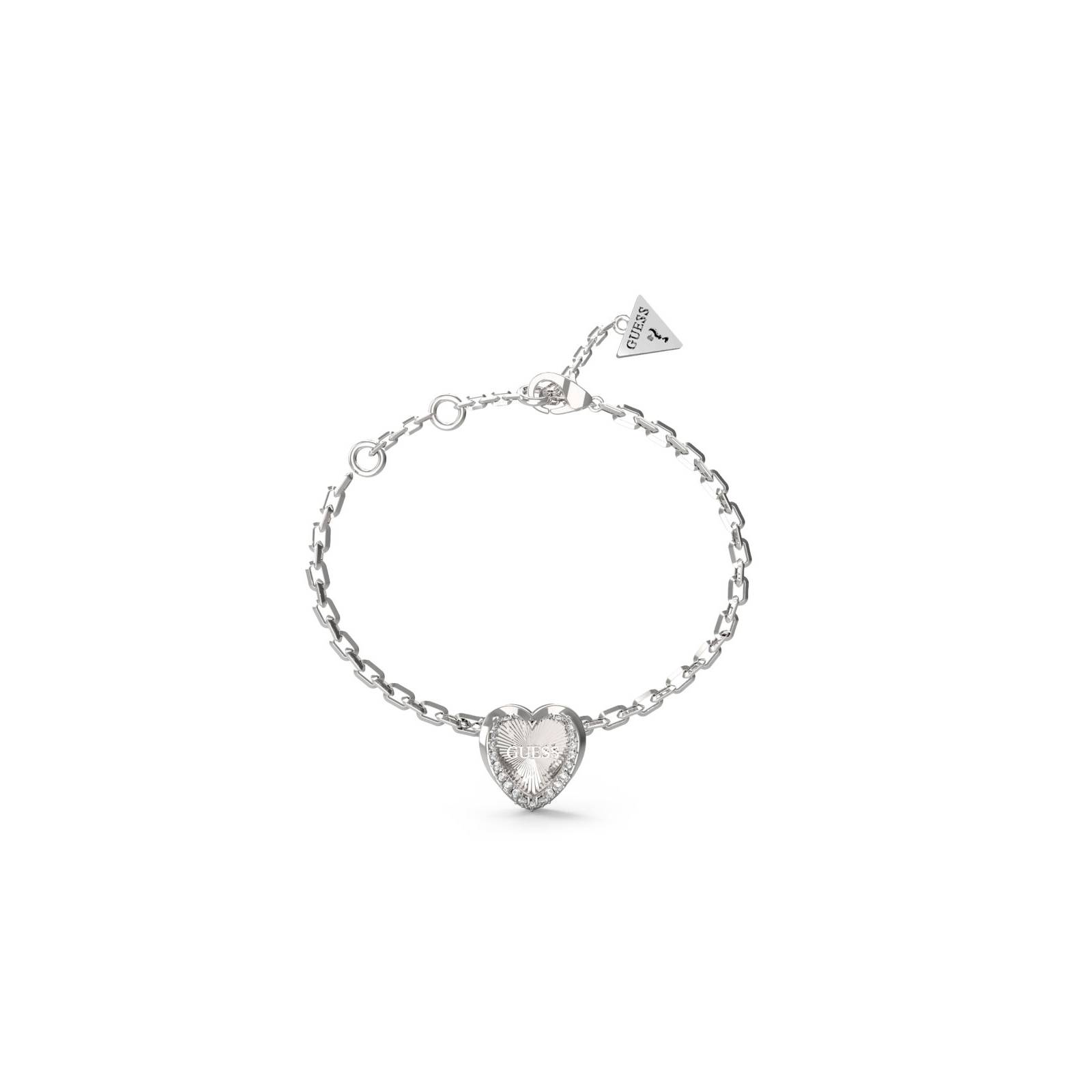 gynaikeio-vrachioli-guess-mon-amour-asimi-me-kardia-kai-zirgkon Γυναικείο Βραχιόλι Guess Mon Amour Ασημί με Καρδιά και Ζιργκόν - Image 1