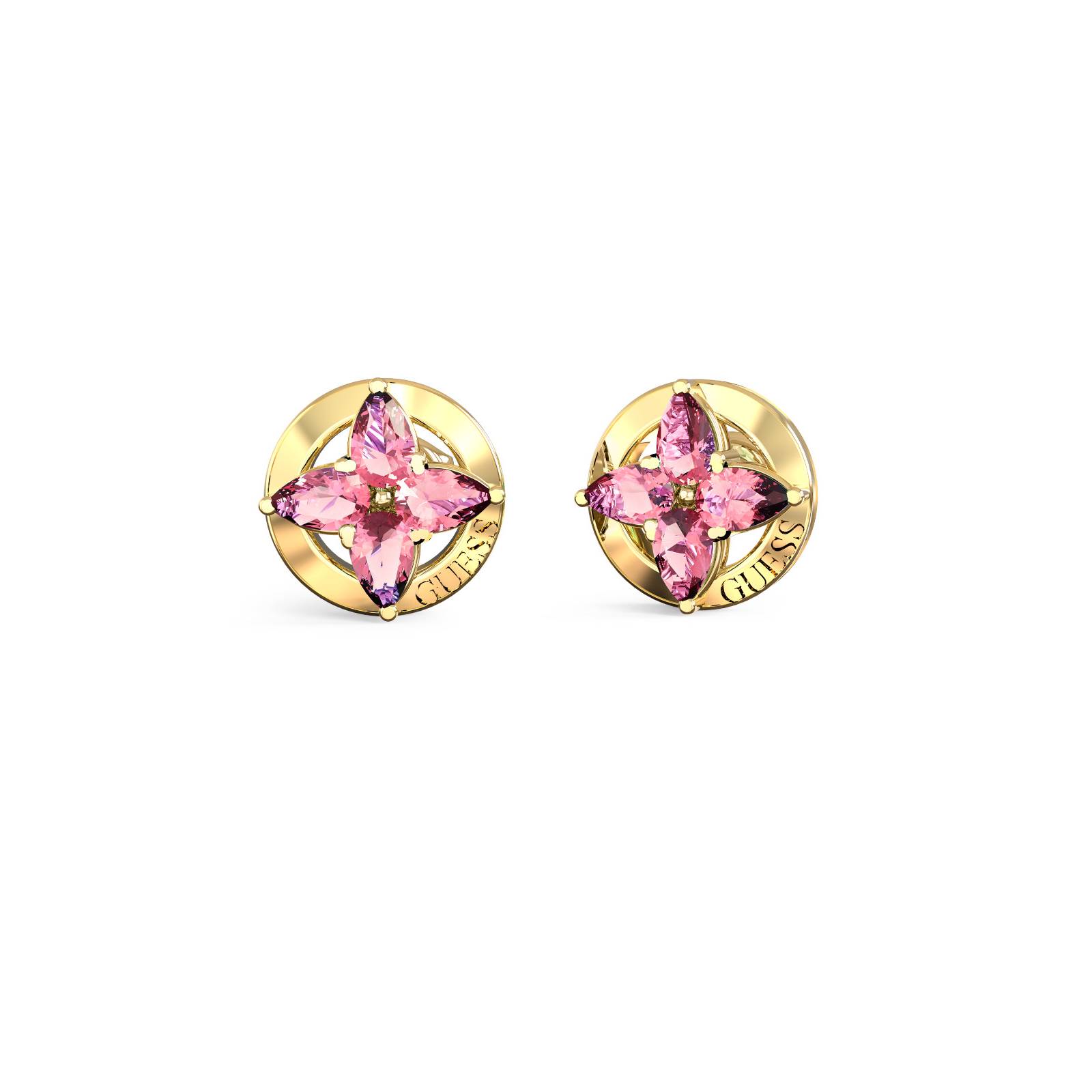 GUESS-STEEL-SECRET-GARDEN-JUBE06040JWYGPKT-U-Σκουλαρίκια-Χρυσά-Με-Ροζ-Πέτρες(1) Γυναικεία Σκουλαρίκια Guess Secret Garden Χρυσά με Ροζ Ζιργκόν - Image 1