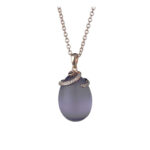 Κολιέ Γυναικείο Tsars Collection Olga Ασήμι Ροζ Χρυσό με Μωβ Cat Eye Quartz