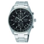 Ανδρικό Ρολόι Seiko Conceptual Chronograph 41,5mm με Μαύρο Καντράν