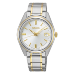 Ανδρικό Ρολόι Seiko Conceptual 36mm Δίχρωμο με Ασημί Καντράν
