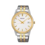 Ανδρικό Ρολόι Seiko Essential Time 40mm Δίχρωμο με Λευκό Καντράν