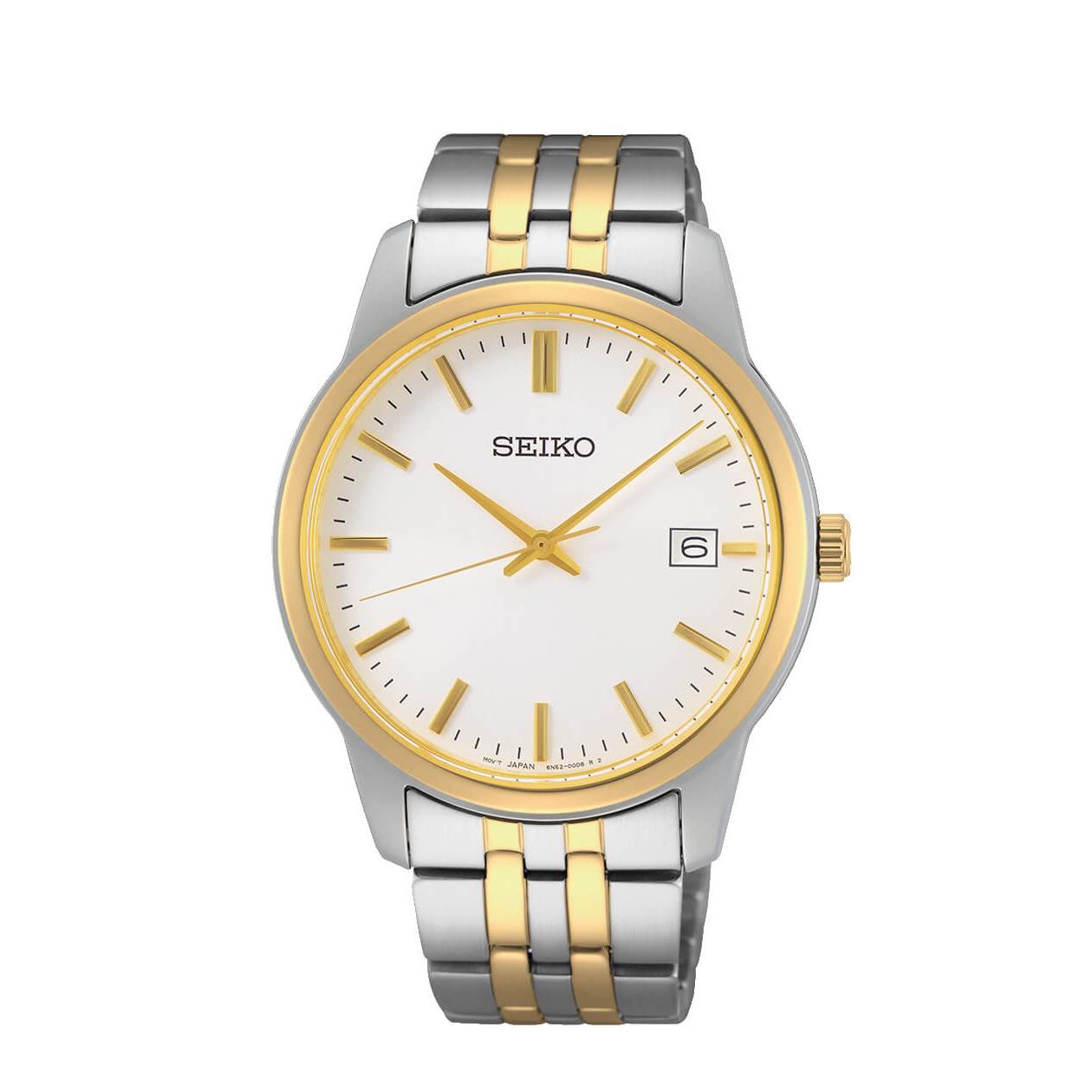 andriko-roloi-seiko-essential-time-40mm-dichromo-me-lefko-kantran Ανδρικό Ρολόι Seiko Essential Time 40mm Δίχρωμο με Λευκό Καντράν - Image 1