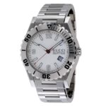 Ανδρικό Ρολόι Gucci 44mm με Λευκό Καντράν και Ασημί Μπρασελέ