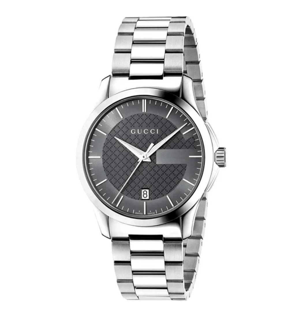 unisex-roloi-gucci-g-timeless-38mm-me-gkri-kantran-kai-asimi-brasele Unisex Ρολόι Gucci G-Timeless 38mm με Γκρι Καντράν και Ασημί Μπρασελέ - Image 1