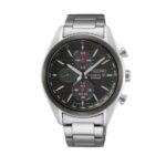 Ανδρικό Ρολόι Seiko Macchina Sportiva Solar Chronograph 41,4mm με Μαύρο Καντράν