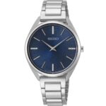 Γυναικείο Ρολόι Seiko Conceptual 32mm με Μπλε Καντράν και Ασημί Μπρασελέ